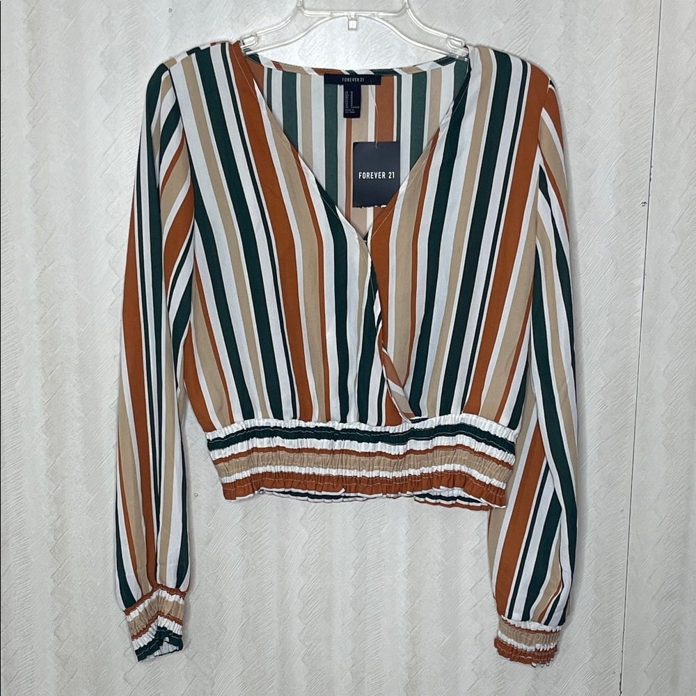 🆕 FOREVER 21 Striped Blouse Size M - Picture 2 of 5